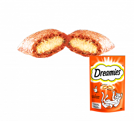 Dreamies Ласощі для котів подушечки з куркою купити KITIPES.COM.UA