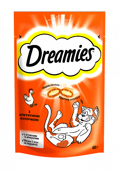 Dreamies Ласощі для котів подушечки з куркою купити KITIPES.COM.UA
