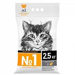 №1 Деревний поглинаючий наповнювач для котів, 2,5 кг