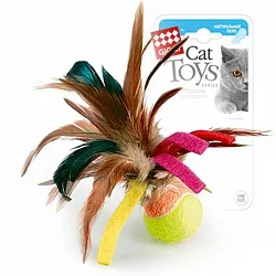 GiGwi Catch&Scratch Іграшка для котів м'ячик з пір'ям