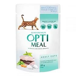 Optimeal Консерви для котів з тріскою і овочами в желе