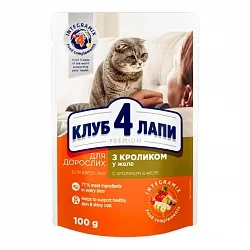 Клуб 4 Лапи Premium Консерви для котів з кроликом в желе