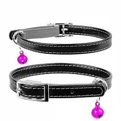 Ошейник для кошек кожаный WAUDOG Glamour с QR паспортом, без украшений