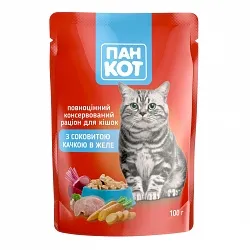 Пан-Кот Консерви для котів з качкою в желе