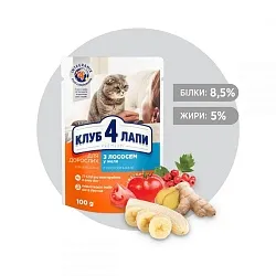 Клуб 4 Лапи Premium Консерви для котів з лососем в желе