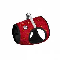 Шлея для собак м'яка WAUDOG Clothes з QR паспортом, малюнок "Супермен червоний"