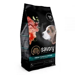 Savory Puppy Fresh Turkey & Chicken Сухий корм для цуценят зі свіжим м'ясом індички і куркою
