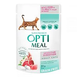 Optimeal Консерви для котів з чутливим травленням ягня з індичкою