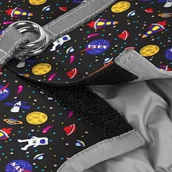 Шлея для собак м'яка WAUDOG Clothes з QR паспортом, малюнок "NASA"