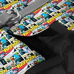 Шлея для собак м'яка WAUDOG Clothes з QR паспортом, малюнок "Бетмен комікс"