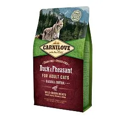 Carnilove Hairball Корм для котів виведення шерсті качка і фазан