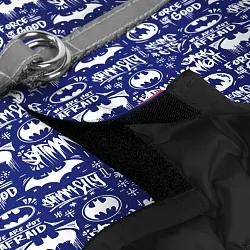 Шлея для собак м'яка WAUDOG Clothes з QR паспортом, малюнок "Бетмен біло-блакитний"