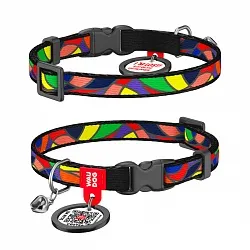 Ошейник для кошек нейлоновый WAUDOG Nylon, Витраж, пластиковый фастекс