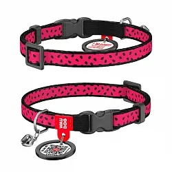 Ошейник для кошек нейлоновый WAUDOG Nylon, "Арбуз", пластиковый фастекс