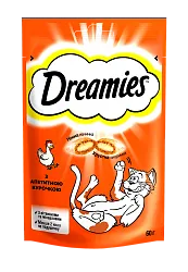 Dreamies Ласощі для котів подушечки з куркою