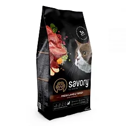 Savory Sensitive Корм для котів з чутливим травленням ягня та індичка