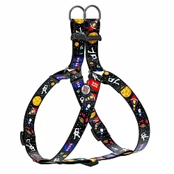 Шлея для собак анатомічна WAUDOG Nylon з QR паспортом, малюнок "NASA", пластиковий фастекс