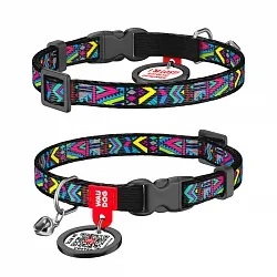 Ошейник для кошек нейлоновый WAUDOG Nylon, "Инди", пластиковый фастекс