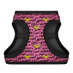 Шлея для собак м'яка WAUDOG Clothes з QR паспортом, малюнок "Чудо-жінка в рожевому"
