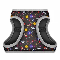 Шлея для собак м'яка WAUDOG Clothes з QR паспортом, малюнок "NASA"