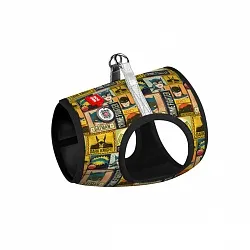 Шлея для собак м'яка WAUDOG Clothes з QR паспортом, малюнок "Бетмен вінтаж"
