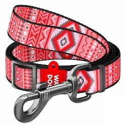 Повідець регульований нейлоновий для собак WAUDOG Nylon "Етно червоний"