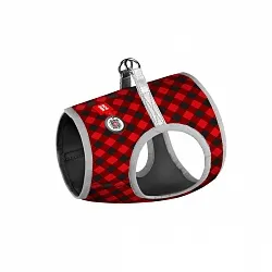 Шлея для собак м'яка WAUDOG Clothes з QR паспортом, малюнок "Шотландка червона"