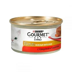 Gourme Gold Ніжні биточки для котів з яловичиною і томатом