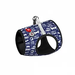 Шлея для собак м'яка WAUDOG Clothes з QR паспортом, малюнок "Бетмен біло-блакитний"