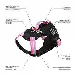 Шлея для собак безпечна WAUDOG Nylon з QR паспортом, металічна пряжка-фастекс