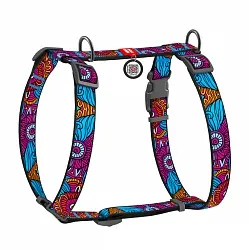 Шлея для собак анатомічна H-подібна WAUDOG Nylon з QR-паспортом, малюнок "Літо", пластиковий фастекс
