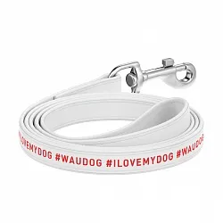 Повідець для собак шкіряний WAUDOG Design "я люблю свою собаку"