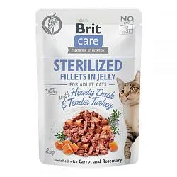 Brit Care Sterilized Консервы для стерилизованных кошек с уткой и индейкой в желе