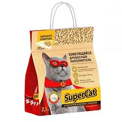 SuperCat (Суперкот) 2,1 кг Грудкуючий деревний наповнювач для туалету