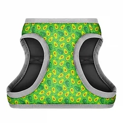 Шлея для собак м'яка WAUDOG Clothes з QR паспортом, малюнок "Авокадо"