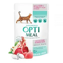 Optimeal Консерви для котів з чутливим травленням ягня з індичкою