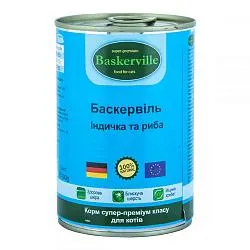 Консерва Baskerville для котів з індичкою і рибою