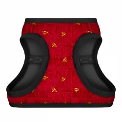 Шлея для собак м'яка WAUDOG Clothes з QR паспортом, малюнок "Супермен червоний"
