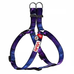 Шлея для собак нейлонова WAUDOG Nylon з QR-паспортом, малюнок "NASA21", пластиковий фастекс