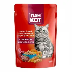 Пан-Кот Консерви для котів з яловичиною в соусі