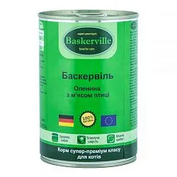 Консерви Baskerville для котів з олениною і м'ясом птиці