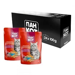 Пан-Кот Консерви для котів з яловичиною в соусі