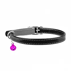 Ошейник для кошек кожаный WAUDOG Glamour с QR паспортом, без украшений