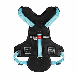 Шлея для собак безопасная WAUDOG Nylon с QR паспортом, металлическая пряжка-фастекс