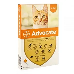Advocate до 4 кг Краплі від бліх та кліщів для котів вагою до 4 кг