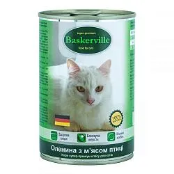 Консерви Baskerville для котів з олениною і м'ясом птиці